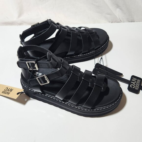 Girls NYC Madden Girl's Black Gladiator Sandals – Size 3 - Picture 2 of 5